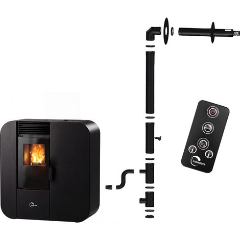 Estufa de pellets Slim Astral 13,8 kW Negro Sannover + Kit de instalación (1/5)