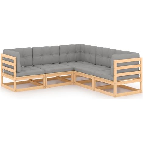 Mobili da giardino mobili da esterno Set di mobili da 5 pezzi con cuscini in legno di pino massiccio 020016340