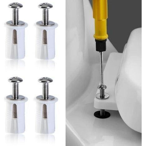 4pcs Vis D'expansion pour Couvercle de Toilette Fixation Abattant WC Vis pour Lunette Toilette Ensemble de Fixation de Siège de Toilette Pièces de Rechange pour Couvercle de Toilette (1/5)