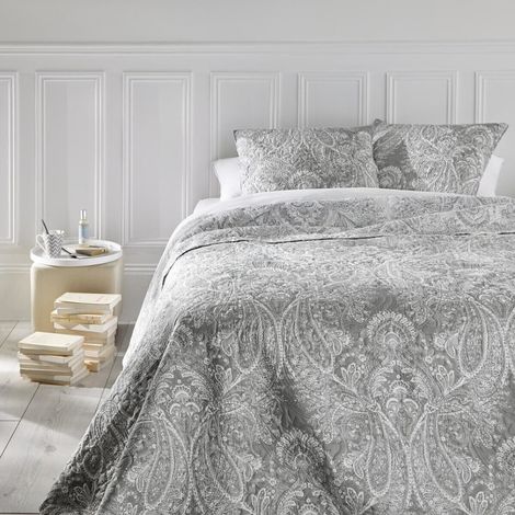 Dessus de lit 260 x 240 cm + 2 Taies 60 x 60 cm Marie Atmosphera - Gris