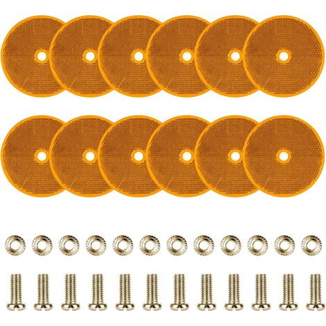 Catadioptre Rond Homologué E4, Réflecteurs de Sécurité Circulaires à Vis, Ø80 mm Catadioptre Réflecteur pour Poteaux de Barrière Caravane Tracteur Camion Remorque (1/5)
