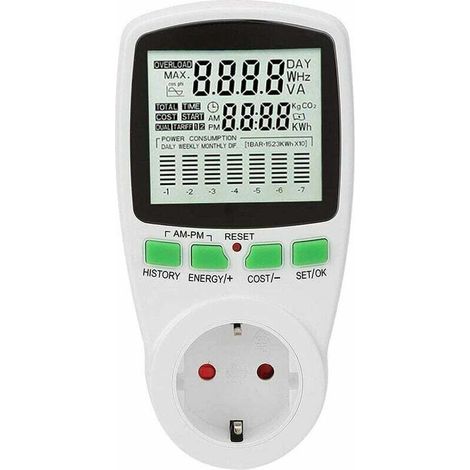 Wattmètre, moniteur de consommation d'énergie, prise de compteur de puissance 0-16A moniteur d'utilisation d'électricité intelligent (Royaume-Uni) (1/5)