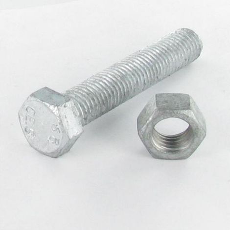 Boulon (vendu avec Ecrou) Tête hexagonale TH M12X120 Filetée sur 120 Classe 6.8 Forte tenue à la corrosion Acier-10 pièces