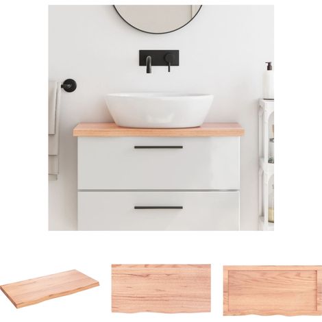 The Living Store Waschtischplatte Hellbraun 80x40x(2-4) cm Massivholz Behandelt -  Arbeitsplatten (1/5)