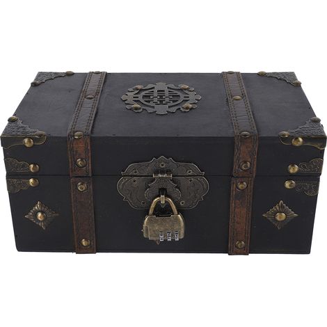 Boîte de rangement vintage en bois, coffret à bijoux vintage fait main et décoré avec soin, convenant aux bijoux, documents, livres, etc. (1/5)