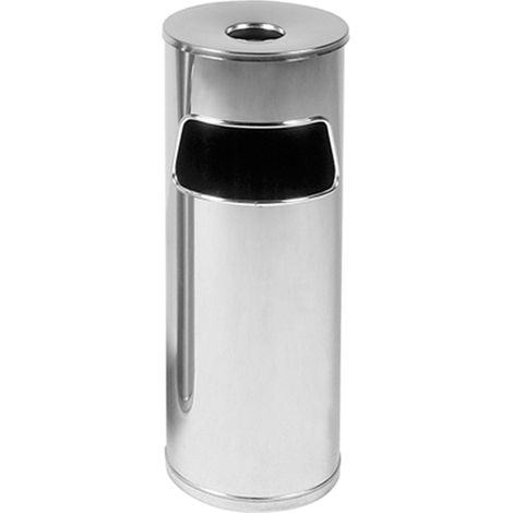 Stand-Aschenbecher mit Mülleimer - Polierter Edelstahl - Brandschutz-Deckel - Rostfrei für Außenbereich