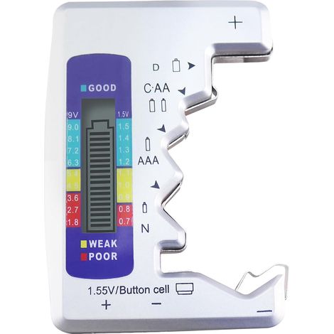 Testeur de Batterie Numérique Universel Mini testeur de batterie LCD testeur de capacité Checker for C AA AAA D N 9V 1.5V ButtonCell Small Mini Batteries (Argent) (1/5)