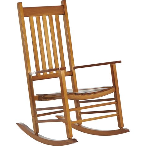 Fauteuil à bascule en bois avec accoudoirs 69x86x115 cm, naturel (1/5)