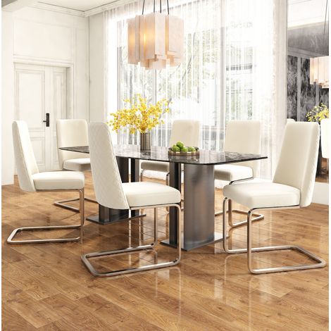 4er-Set Esszimmerstühle aus Samt in Beige mit Metallbeinen und Rauten-Rückenlehne,45×42×88cm (1/5)
