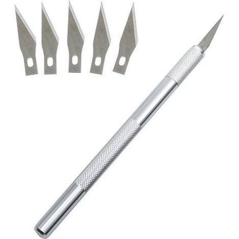 Couteau scalpel de précision – Set de 7 pièces (1 manche + 5 lames) – Hobby, maquettes et découpe (1/5)