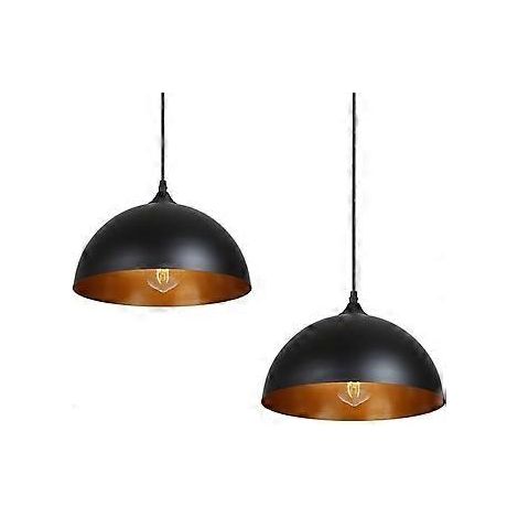 Lot de 2 pendentifs vintage en métal - style industriel rétro - diamètre : 30 cm - noir LT057 (1/4)