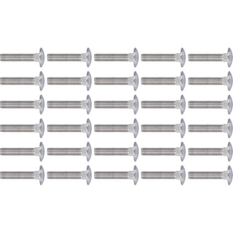 Lot de 30 vis à tête bombée M10x45, acier inoxydable A2-70, collet carré, pour machines et assemblages. (1/5)