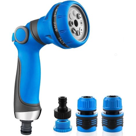 Garden Hose Spray Gun, 8 Patterns High Pressure Nozzles Watering Sprayer with Standard 1/2” Quick Connect Adapters & Fau SZRH (1/5)