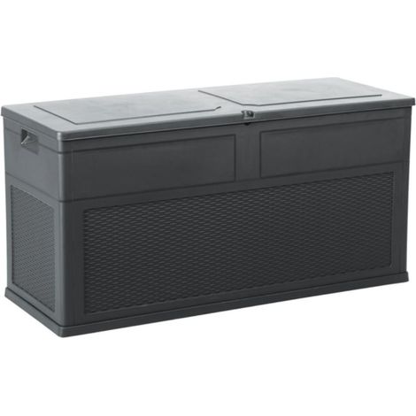 Coffre de Jardin en résine 320 Litres NOIR ANTHRACITE 119 X 46 X 60 cm Protection Anti UV TOSCANE TOOMAX (1/5)