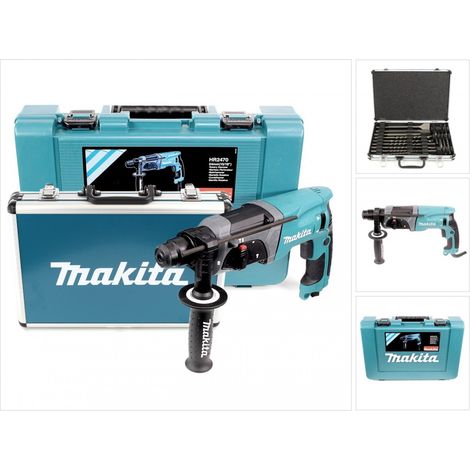 Makita HR 2470 780 W SDS-Plus 24 mm trapano a percussione in valigetta + D-42444 set di punte SDS-Plus 17 pezzi in valigetta di alluminio