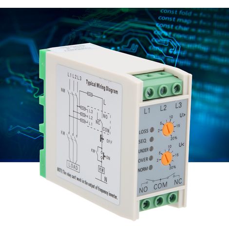 Dispositif de protection contre les surtensions, les sous-tensions, les pertes de phase et les inversions de séquence JVR-380W (1/5)