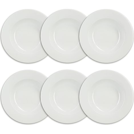 Lot de 6 assiettes creuses 22,5cm en porcelaine, THERA (1/2)
