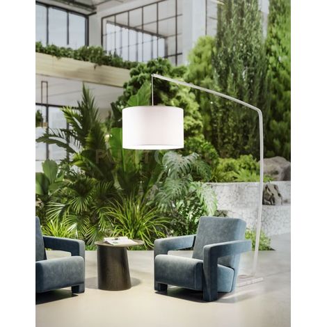 Piantana Zoe metallo e base marmo colore bianco con paralume bianco attacco E27