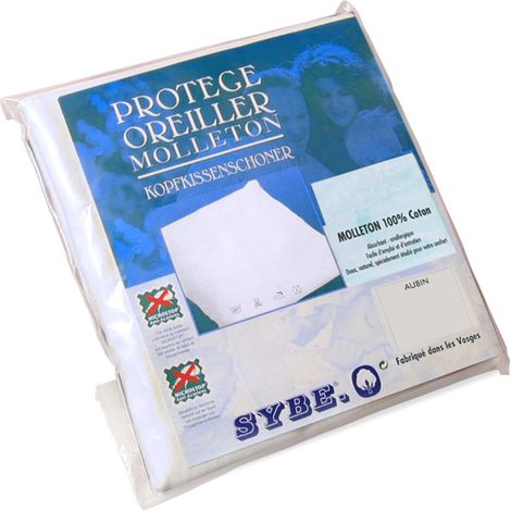 Housse de Protection d'oreiller 60x60 cm coton gratté 2 faces environ 220g/m² AUBIN (1/5)