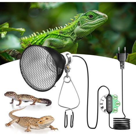 Dome Heat Lamp with Reflector,  Dimmer and Timer,  100W E27 Terrarium Heat Lamp,  5.5 Inch Reflector Lamp Holder for UVA,  UVB,  and Infrared Bulbs (Bulb Not Included) (1/5)