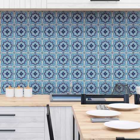 Sticker Mural Carrelage adhésif Cuisine Salle de Bain - 60 STICKERS CARREAUX DE CIMENT AZULEJOS ROMERO - 60stickers10x10cm (1/5)