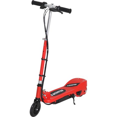 Trottinette électrique enfant 7 ans+ pliable hauteur réglable batterie 24V 12 km/h frein charge 50 kg rouge 74x36x69-91 cm