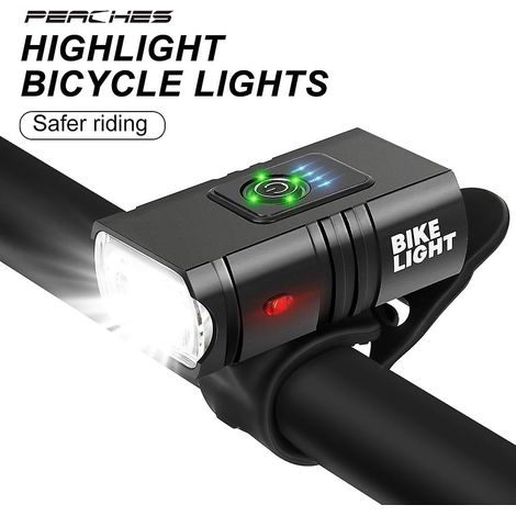 Éclairage avant de vélo T6 1000 lumens LED puissant, lampe torche USB (1/5)