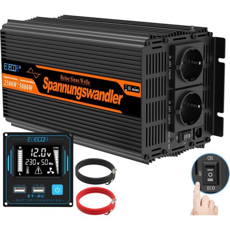 Convertisseur Pur Sinus 12v 220v convertisseur 2500w Pur Sinus avec télécommande Convertisseur 12v 220v (2500w télécommande) (1/5)