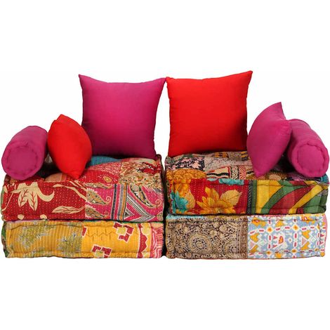 Maison Exclusive - Pouf Modulare a 2 Posti in Tessuto Patchwork