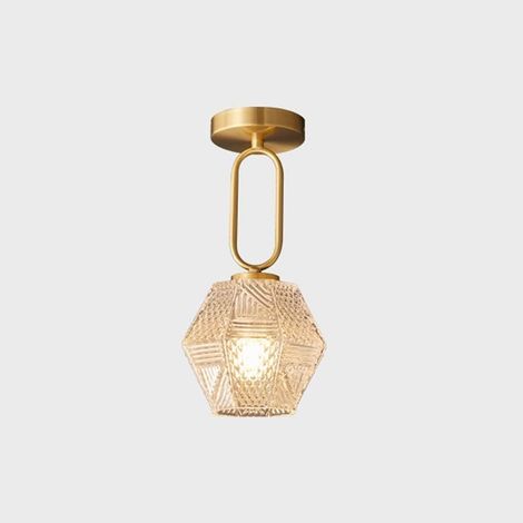 Plafonnier encastré – Laiton verre – Salle de bain / balcon / entrée / salon / chambre / salle à manger / cuisine / couloir – Version suspendue possible