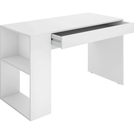 Dmora - Scrivania Arianella, Scrittoio multiuso, Tavolo per ufficio porta PC, Piano di lavoro, 115x50 h74 cm, Bianco (1/5)