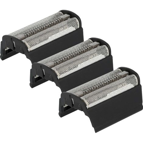 vhbw 3x Doppelscherfolie kompatibel mit Braun Flex Integral 5466, 5468, 5444, 5465, 5474, 5476, 5443 Elektrorasierer + Rahmen, schwarz