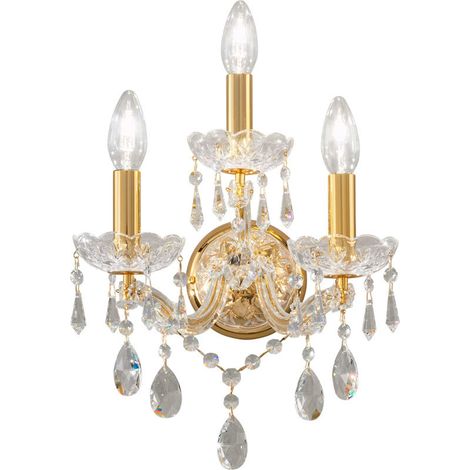 Kolarz SCHÖNBRUNN Applique Murale Bougie Cristal 3 Lumières Or 24 Carats (1/4)