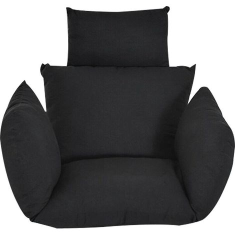 Cojín para columpio colgante, cojín para silla hamaca colgante, cojín grueso para silla colgante, para interior, exterior, patio, jardín (negro) -Crezuo