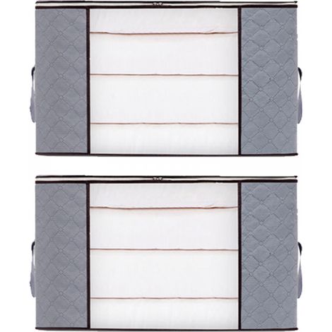 Grand sac de rangement avec couvercle d'emballage déménagement non tissé 604035cm 2pcs Gris (1/5)