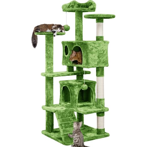 Homevive Rascador para Gatos Grandes Torre para Gatos Medianos Casitas de Sisal Centro de Actividad para Gatitos Verde