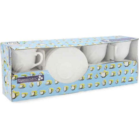 Juego de Tazas con Platos Luminarc Trianon (6 pcs) Blanco Vidrio 220 ml (12 Piezas) (1/2)