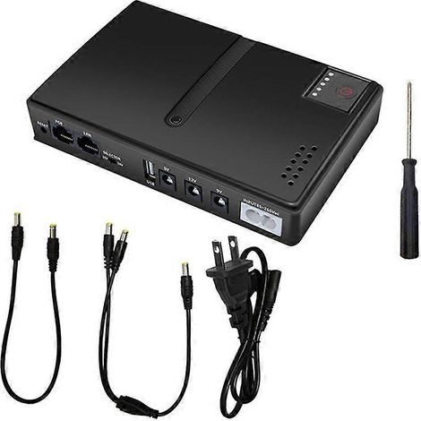 Alimentation sans interruption UPS 1018L-5V 9V 12V 15V 24V, adaptateur secteur de secours haute capacité, compatible avec les routeurs WiFi, prise standard américaine. (1/5)