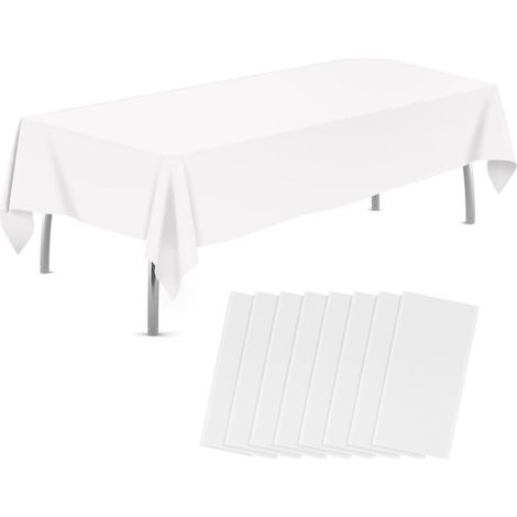 Paquet de 8 nappes en plastique 54 "x 108", nappes jetables couverture de table rectangulaire, nappes en plastique pour les fêtes