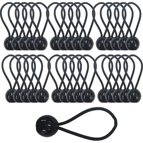 30pcs Tendeur Elastique avec Boule, Sandow Elastique, Tendeur Bache pour Bannière, Pavillon, Bâche, Camping, Tente, Rideaux Harnais d’Extension, Épaisseur 3.5mm Très Fort (30) (1/4)