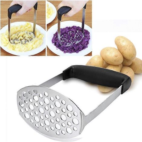 Presse-purée manuel en acier inoxydable pour potiron et pommes de terre, avec large poignée horizontale ergonomique. Non spécifié. (1/4)