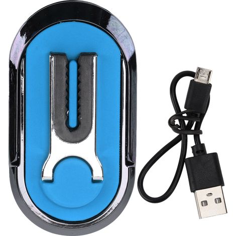 Support téléphone rechargeable avec briquet, câble de charge inclus, bleu, support anneau pour smartphone (1/5)