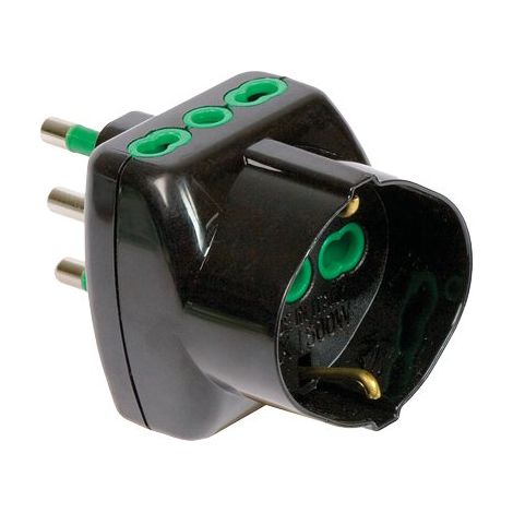 ADATTATORE TRIPLO 16A-16A+SCHUKO FME - NERO 2P+T- 2 pezzi