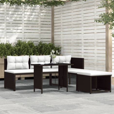 Lot de 4 Salon de jardin Salon d'extérieur Ensemble Meuble de Jardin Mobilier d'Extérieur Résine tressée Marron XFNRX881166 (1/5)