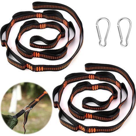 Hängemattengurt, 2-teilig, Hängemattengurt mit 2 Karabinern, Hängemattengurt-Set für Schaukel, Camping, Hängesitz, maximale Belastung 300 kg