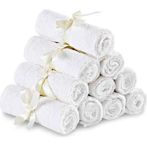 10 serviettes bébé, 25x25 cm, bambou 70 %, coton 30 %, douces et lavables en machine pour nourrissons et enfants