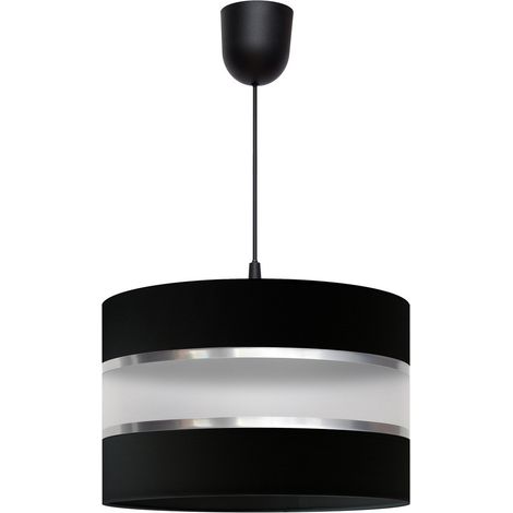 Helam HELEN Plafonnier Suspension Cylindrique Noir, Argent 35cm