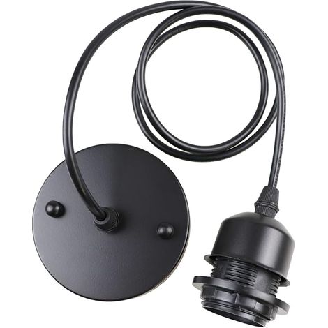 Rétro style industriel lustre lampe tête lampe accessoires café tête unique petit lustre porte-lampe suspendu ligne ligne noire longueur 1,2 mètres