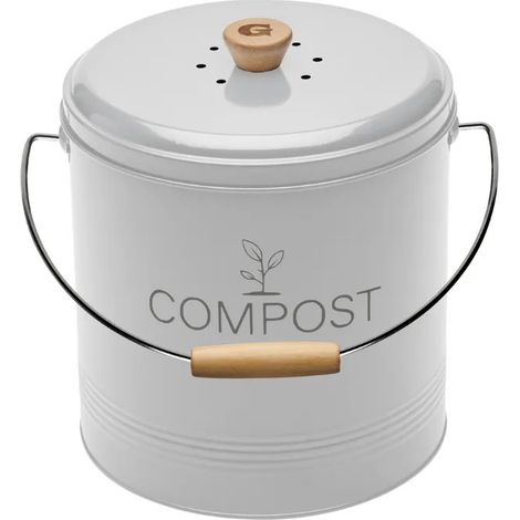 Kompostbehälter 4,5 l rund weiß mit Filter und Kunststoffkübel 3 l – Guillouard