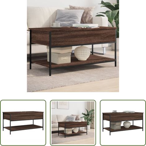 Holzwerkstoff Couchtisch - Couchtisch Braun Eichen-Optik 100x50x50 cm Holzwerkstoff Metall (1/5)